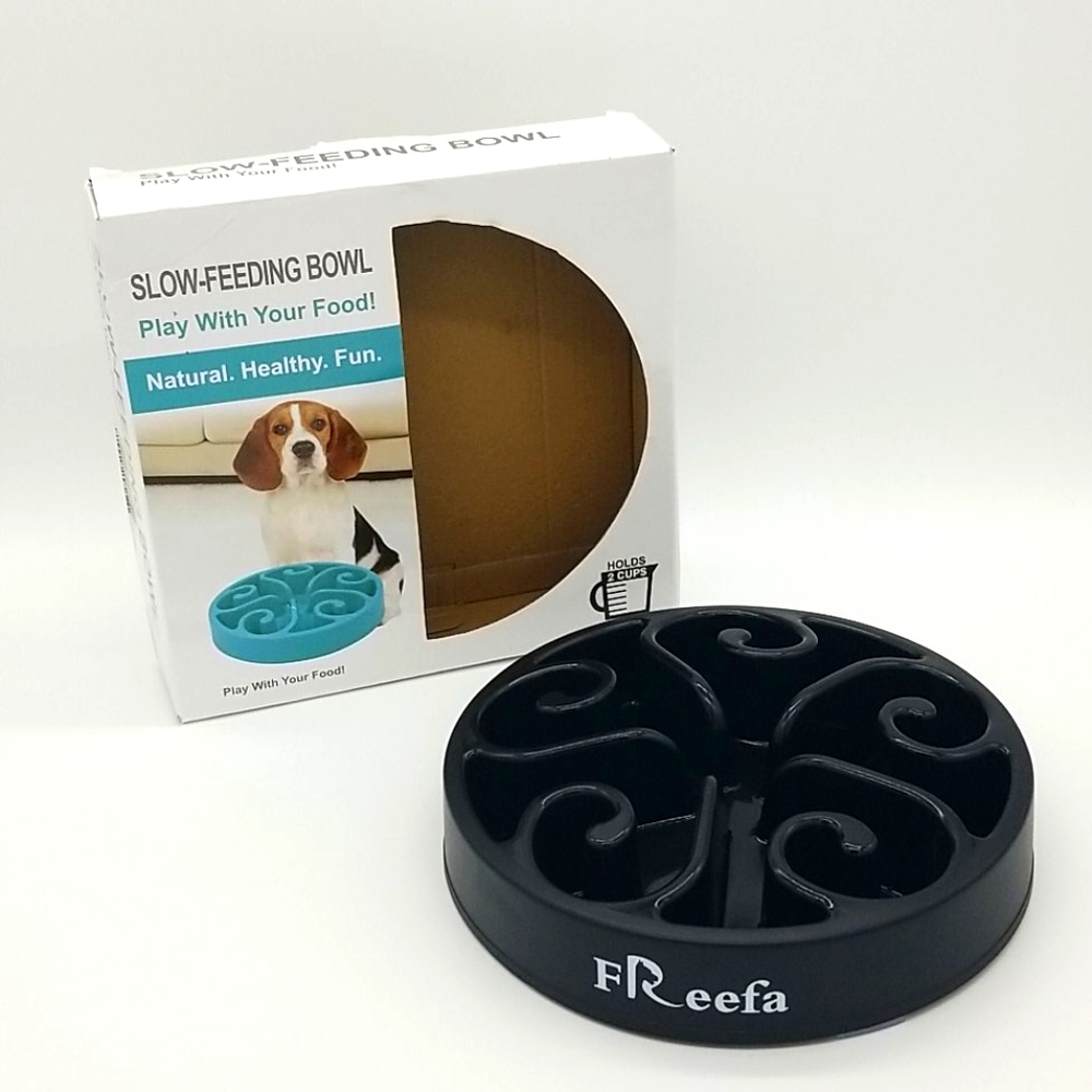 Freefa Black Slow Feeding Maze Interactive Bloat Stop 2 Cup Dog Food Bowl